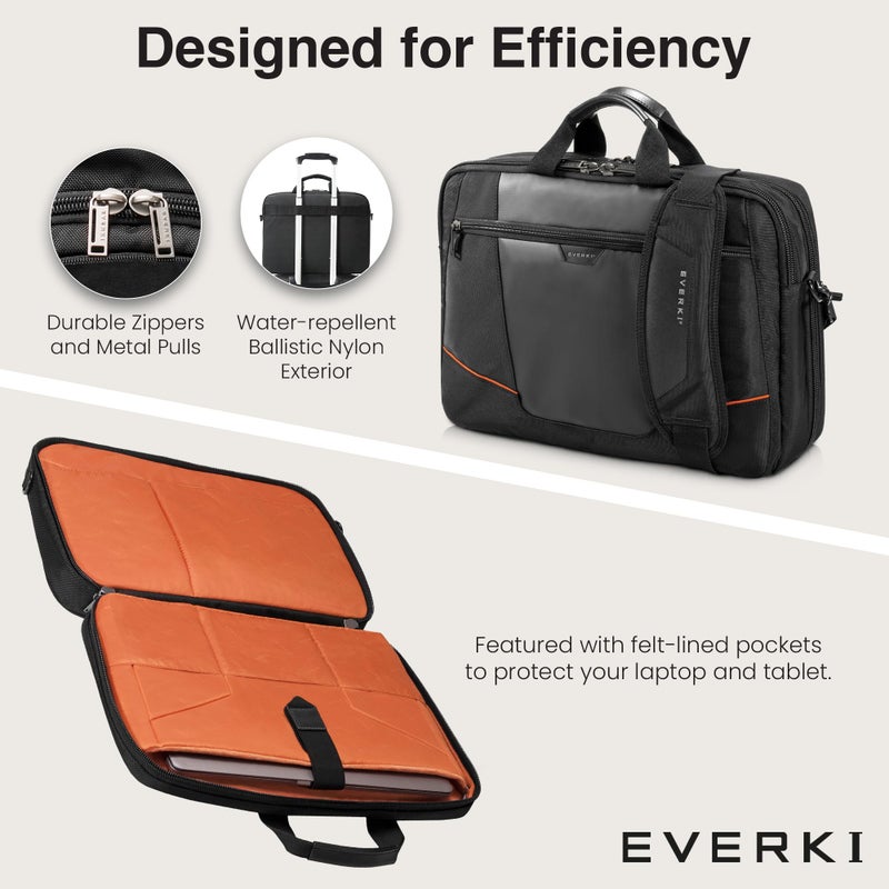EVERKI Flight Business Laptop Briefcase Bag - Travel Checkpoint Friendly & Heavy Duty Laptop Briefcases for Men, Business Travel Bag with Lap top Compartment up to 16", 15L Capacity (EKB419), Black - Image 4